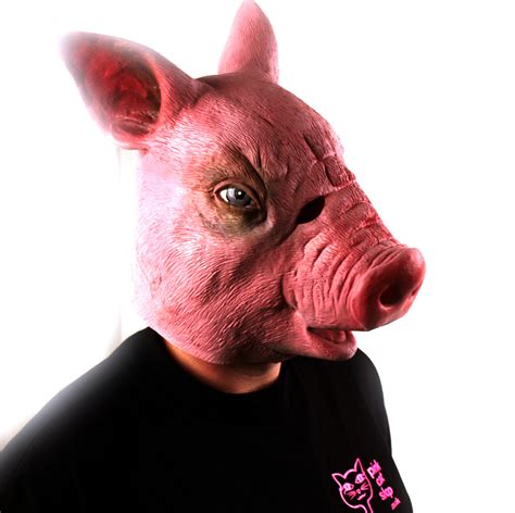 creepy pig lifesize head mask pink cat shop