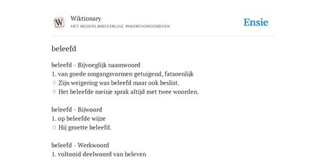 beleefd de betekenis volgens nederlandstalige wikiwoordenboek