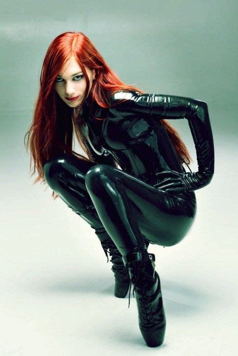 black widow latex sexy redhead model red hair ginger hot chick women girls beautiful