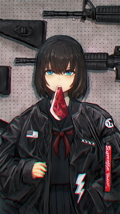 Anime Girl Gun Rifle Weapon 4k Phone Hd Wallpaper