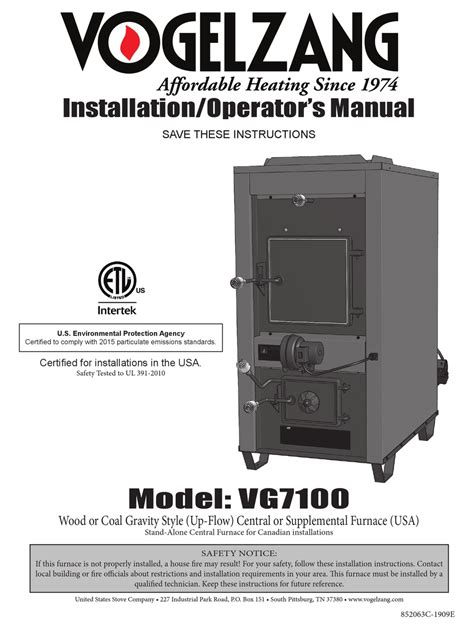 vogelzang international vg installation operators manual   manualslib