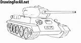 Tank 34 Drawing Draw Tracks Wheels Drawingforall Step Outer Texture Parts Now sketch template