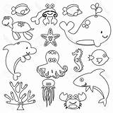 Sea Animals Drawing Ocean Marine Kids Animal Creatures Drawings Aquatic Easy Creature Underwater Water Simple Life Draw Sketches Getdrawings Cell sketch template