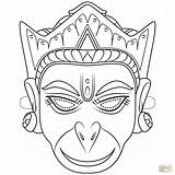 Coloring Hanuman Mask Pages sketch template