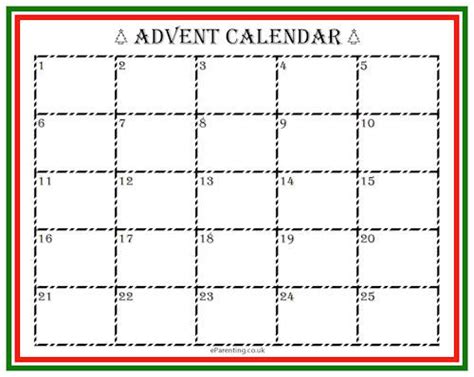 printable advent calendar template