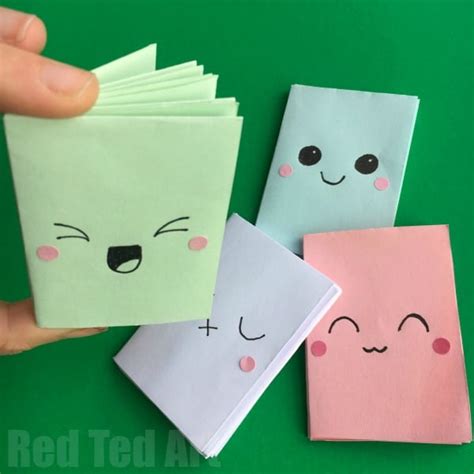 diy mini notebook   sheet  paper red ted art kids crafts