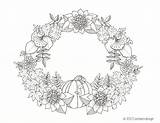 Wreath Coloring Flower Pages Printable Fall Instant Pdf sketch template