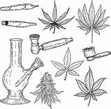Bong Marijuana Smoking Better Hoja Elemento Joints Crafts sketch template