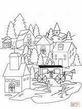 Village Coloring Christmas Pages Drawing Printable Simple Color Kids Paper Print Getdrawings Getcolorings Sheets Pag Drawings sketch template