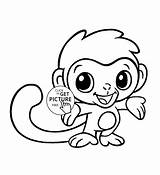 Coloring Monkey Pages Cute Baby Printables Animal Kids Little Comments sketch template