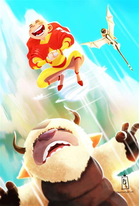 take to the sky by edwardiantaylor aang appa and momo the last airbender avatar the