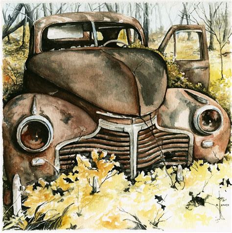old rusty piece of… beauty huisdecoratie pinterest peinture vielle voiture and aquarelle