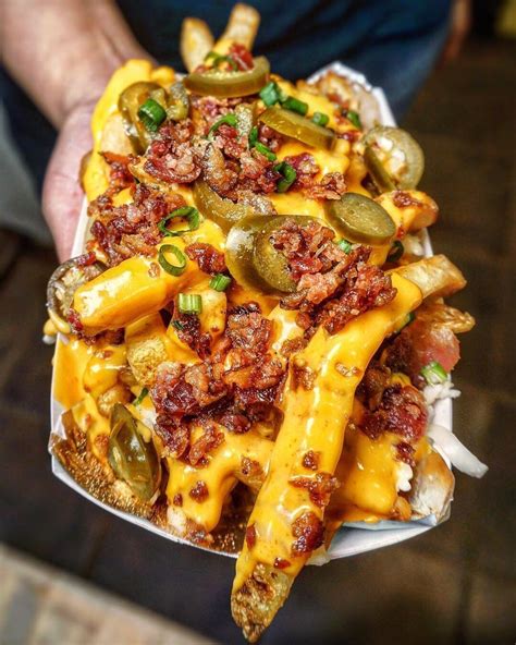 loaded cheese fries  bacon  jalapeno yumm