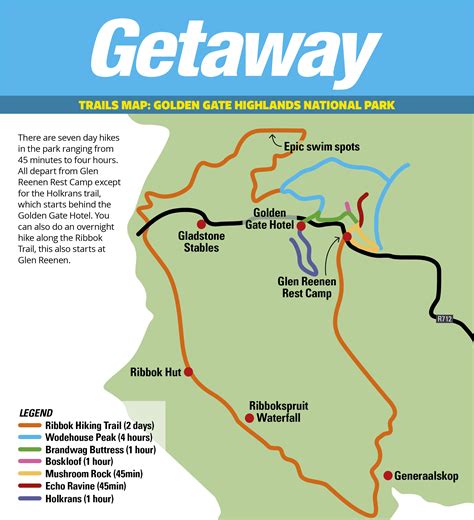 trails map  golden gate highlands national park
