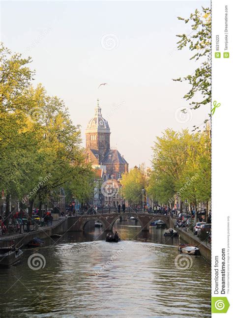 beautiful view  amsterdam canals netherland stock image image  facade building