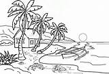 Mewarnai Pemandangan Alam Pantai Objek Lucu sketch template