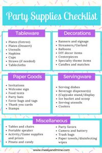 party supplies checklist messy  party supplies checklist messy  en  liste
