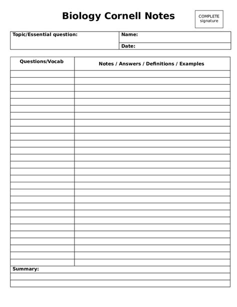 blank cornell notes template   template
