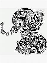 Tiere Elefant Ausmalen Malvorlagen Zentangle Verkauft Redbubble sketch template