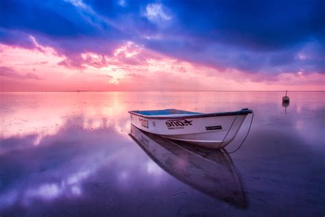 boat beach seashore reflection sunset hd photography  wallpapers images backgrounds