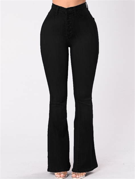 gorgeous trendy high waist black flare jeans