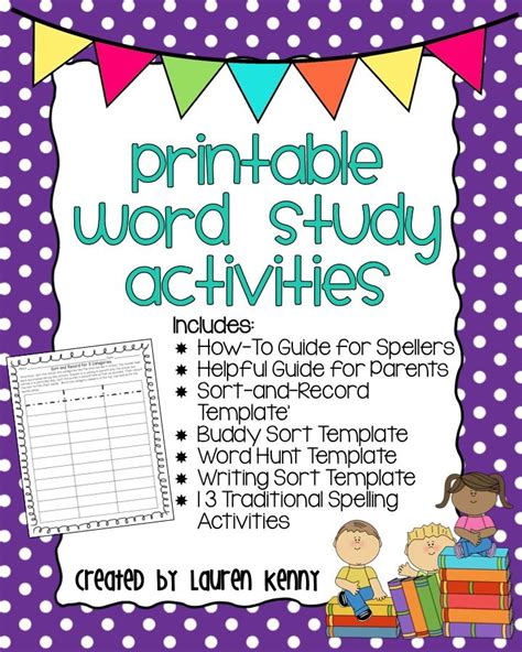 printable word study activities  students