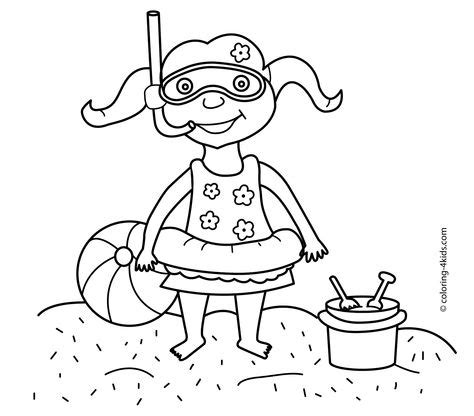 summer coloring pages  girl  kids seasons coloring pages