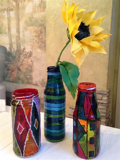 Mosaic Stained Glass Vase Hand Painted Vase Bottle