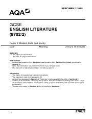 english literature paper   specimen   gcse english literature