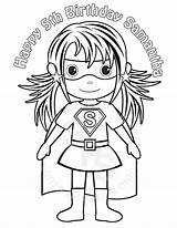 Superhero Coloring Pages Girl Super Female Birthday Drawing Girls Hero Printable Kids Party Pdf Kid Template Childrens Personalized Easy Draw sketch template