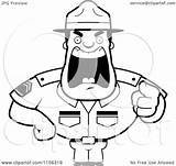 Drill Sergeant Tough Coloring Clipart Cartoon Screaming Vector Cory Thoman Outlined 2021 Clipartof sketch template