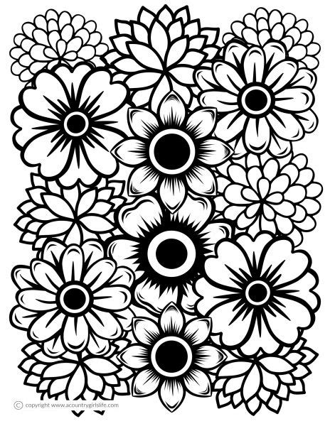 free printable adult coloring pages just flowers a country girl s life