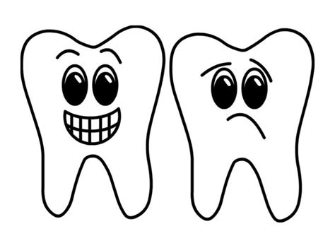 happy tooth  sad tooth coloring page