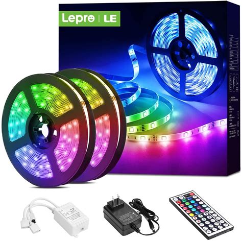 lepro led strip lights ft rgb led lights strip   keys ir remote flexible color