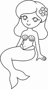 Mermaid Drawing Clipart Easy Kid Cliparts Clip Library sketch template