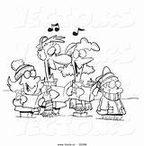 Family Christmas Cartoon Coloring Vector Singing Outline Carols Ron Leishman Royalty sketch template