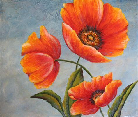 THREE POPPIES: an original acrylic painting by  
