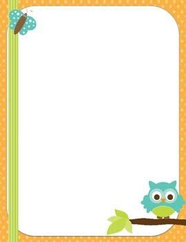 owl themed stationery borders  paper boarders  frames school