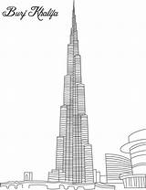 Khalifa Burj Coloring Kids Dubai Pdf Open Print  Skyscraper sketch template