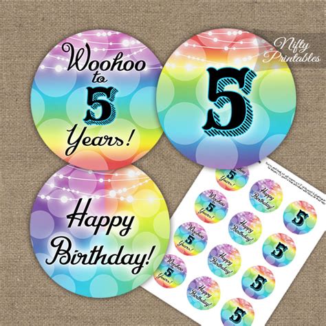 birthday cupcake toppers rainbow nifty printables