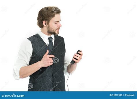 guy listen   stock photo image  digital headphones