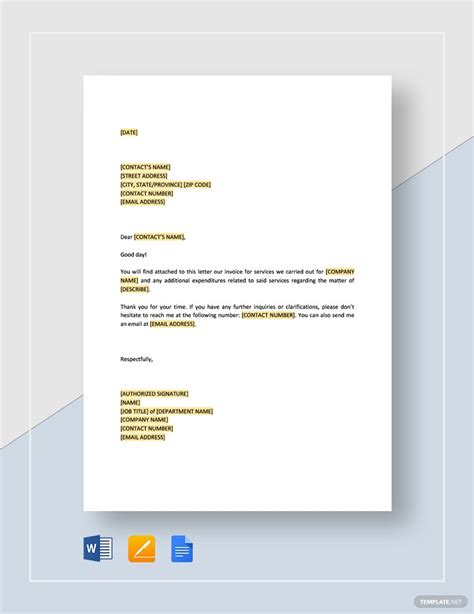 letter  customer invoice attached template   word