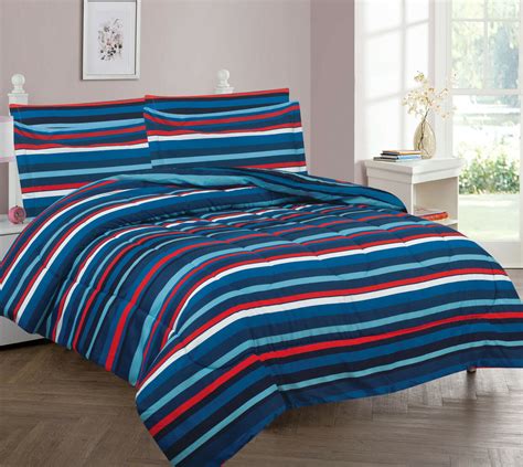pc twin stripe bed comforter set  fitted sheet boys walmartcom walmartcom