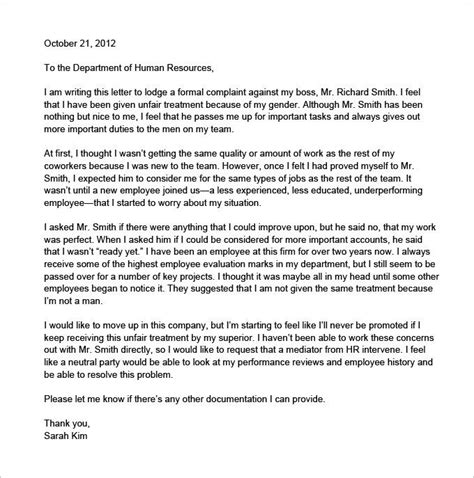 sample letter  harassment complaint