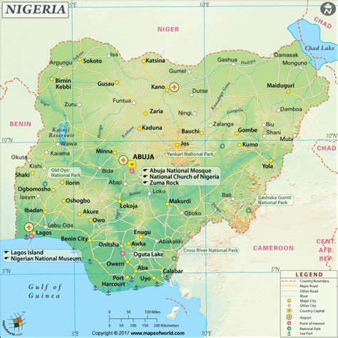 nigeria location   africa map  printable map  nigeria