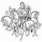 Chariot Quadriga Pulled Charioteer Caballos Cuadriga Hades Romana Carriage 123rf Auriga sketch template