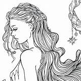 Coloring Pages Girl Hair Long Printable Girly Girls Vampire Female Adults Fantasy Drawing Realistic Women Adult Face Beautiful Detailed Crazy sketch template