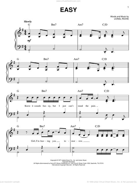 commodores easy sheet  easy  piano solo lagudankuncinya song chord lyrics