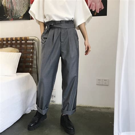 vintage style loose wide pants men 2018 summer designer exquisite high