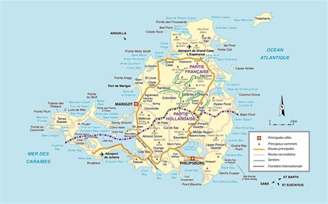 detailed road maps  st maarten saint martin island saint martin sint maarten